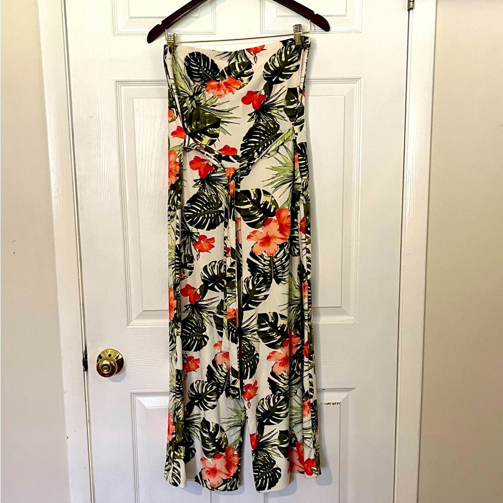 JUMPSUIT BY STELLA TWEED, TROPICAL, STRETCHY, SUPER SOFT FABRIC, SIZE LARGE